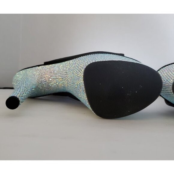 Pleaser Rhinestone Platform Stiletto Bootie Peeptoe Shoe Sz 7 Exotic Dancer Pole - Picture 9 of 13